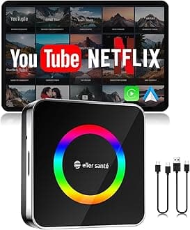 eller santé® 2025 Upgraded Wireless CarPlay Adapter, 5-in-1 Apple Wireless and Android Auto Wireless Adapter Support Netflix/YouTube/TF Card, Magic Ai Box for Cars from 2016 & iPhone iOS10+ Black