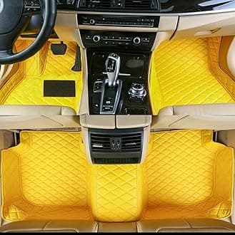 Custom Car Mat Fit for 98.99% Car Models Waterproof Full Coverage All Weather Protection Leather Car Floor Mats (Yellow)