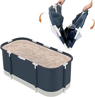 Portable Bathtub For Shower Stall, Large 47 inch Foldable Soaking Bathing Tub for Adults, Separate Family Bathroom Japanese SPA Collapsible Tub, Ideal for Hot Bath Ice Bath