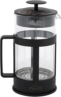 Any Morning French Press Coffee and Tea Maker, Borosilicate Glass Coffee Press, Stainless Steel Filter, Durable and Heat Resistant, Black (800 ml, 27 oz, 3 Cup)