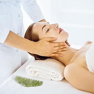 Geiserailie 2 Pcs Jade Combs Massage Stone Hair Gua Sha Scraping Scalp Comb Facial Massage Tool Multifunctional Handheld Head Tools Head Caring Therapy Valentines for Women(Chic Style)