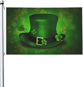 Happy Saint Patricks Day Shamrock 3x5 Flag Four Leaf Clover,Spring Holiday Double Sided Flag All Weather Banner with Brass Grommets for Outdoor Indoor Decorations