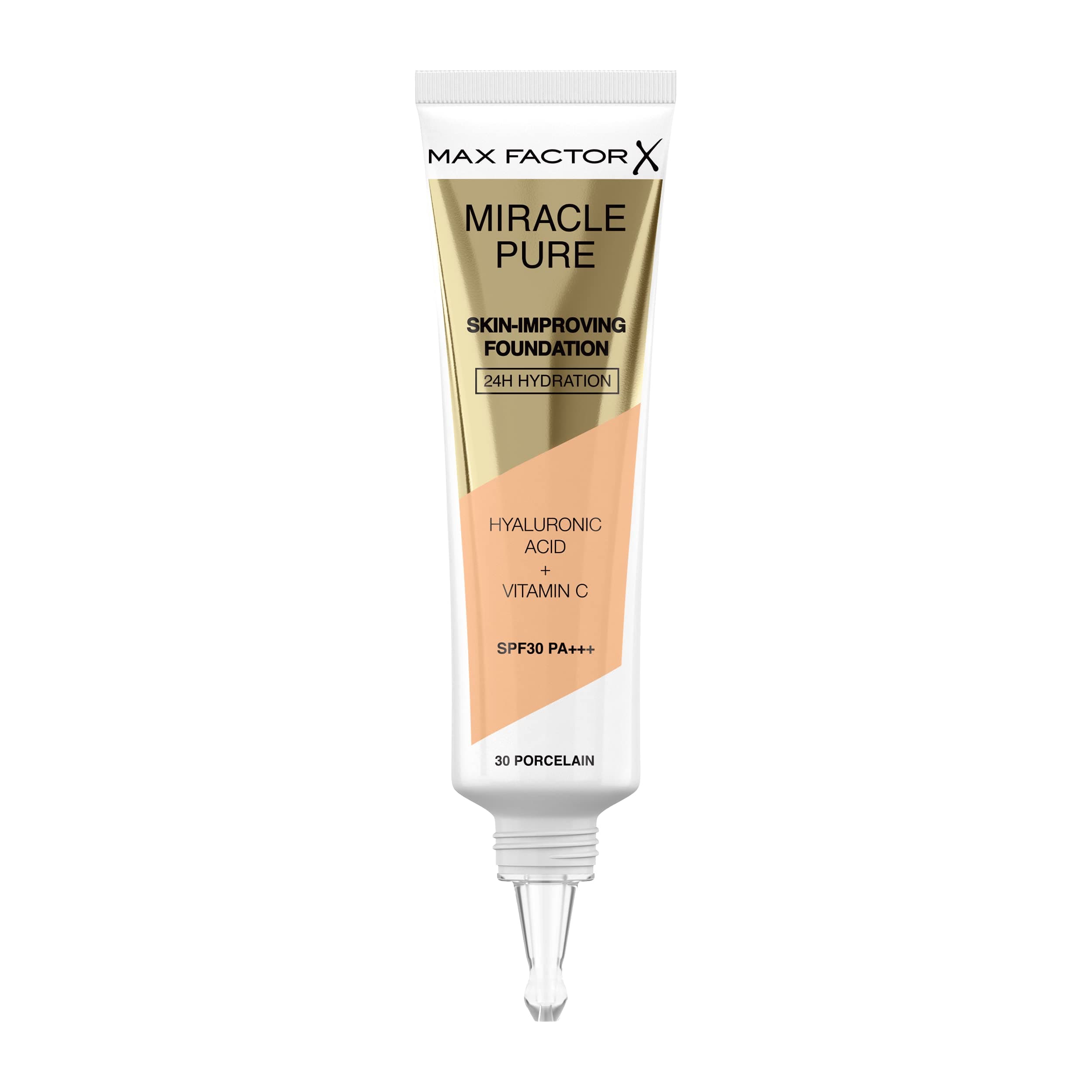 Max Factor Miracle Pure Liquid Foundation, Porcelain, Full Coverage, Flawless and Radiant Finish, Lightweight Formula, Smudge Resistant, Non Pore-Clogging, Fragrance Free, 35ml