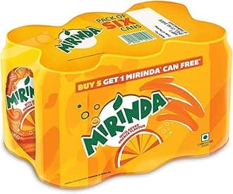 MIRINDA Orange No-Artificial-Flavors Soft Drink Can, 6 X 250 Ml