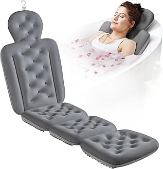 Full Body Bath Pillow for Bathtub, Thick Bathtub Cushion, Luxury Tub Pillow for Bath for Headrest Neck and Back Support Gray 60" x 16"