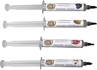 Spore n' Sprout 4 Pack Oyster Mushroom Liquid Culture Blue, Gold, Pink, King