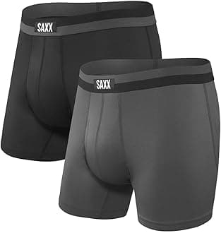 SAXX Men's Underwear SPORT MESH boxer shorts with Built-In BallPark Pouch Support – Workout boxer shorts, Pack of 2, Black/Graphite, Large