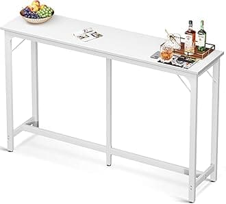 ODK 63 inch Bar Table, Bar Height Pub Table, Counter Height Bar Table, Rectangular High Top Kitchen & Dining Counter Tables with Sturdy Legs & Easy-to-Clean Top, Indoor use, White