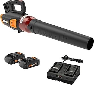 WORX Cordless Leaf Blower, Electric Blower for Lawn Care wth Brushless Motor, 2 × 2.5 Ah Batteries & Charger Included, WG584