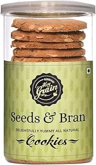 Hey Grain Seeds & Bran Cookies(Flaxseed, Sunflower Seeds, Melon Seeds, Whole Grain Wheat Flour, Wheat Bran, Honey, Demerara Sugar, Canola Oil, Butter, Baking Powder), 160 Grams