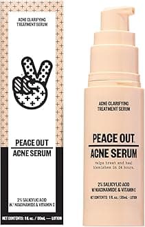 Peace Out Skincare Acne Serum. Daily Multi-Benefit Face Serum with 2% Salicylic Acid to Target Pimples, Zits, Blemishes and Breakouts, For Clearer-Looking Skin, 1 fl oz