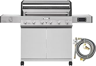 Monument Grills 6-Burner Convertible Natural Gas Smart bbq Grill Stainless Steel Denali 605 with Conversion Kit