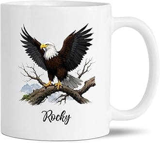 Personalized Eagle Ceramic Cup Gifts For Family Friends, Customized Eagle Lovers Coffee Mug With Name, Bird Mugs For Birthday Christmas, Bird Lover Cups, Unique Birds Themed White Mugs 11Oz 15Oz