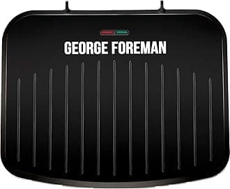 George Foreman Medium Electric Fit 1630W Grill Toaster Sandwich Maker | Non stick, Healthy, Griddle, Panini, Steaks, Burgers, BBQ, Energy saving, Vertical storage, Easy clean, Drip tray | Black, 25810