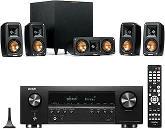 Klipsch Reference Theater Pack 5.1-Channel Speaker System + Onkyo TX-SR393 5.2-Channel A/V Receiver, 80W Per Channel at 8 Ohms, Black