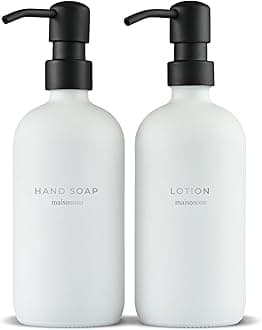 MaisoNovo Soap Dispenser 2-Piece Set | 16.9oz Clear Bottles with Black Plastic Pumps