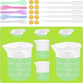 Silicone Measuring Cups for Resin Supplies,Resin Kit for 250ml &100ml Non-Stick Mixing Cups,Silicone Cups for Resin Molds,Epoxy Resin Cups,Cooking,Casting Molds,Jewelry Makin,DIY Crafts