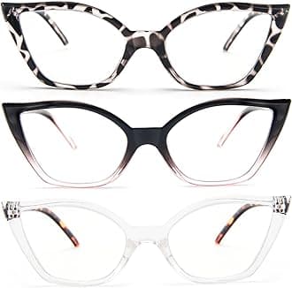 DXYXYO Cat Eye Reading Glasses for Women 3 Pack Anti Blue Light Computer Readers Stylish Retro with Spring Hinge