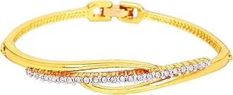 24 Kt Gold and Silver Plated Line Stack Cuff bracelet For Women