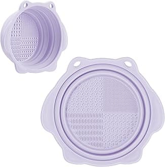 Makeup Brush Cleaner, Etercycle Foldable Silicone Brush Cleaner Bowl Srubber, Portable Washing Tools for Makeup Brush,Powder Puff,Sponge (Purple)
