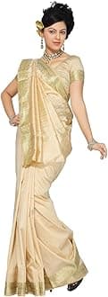 Sanskruti India Womens Indian Ethnic Traditional Banarasi Art Silk Saree Sari Wrap Fabric Dress Drape