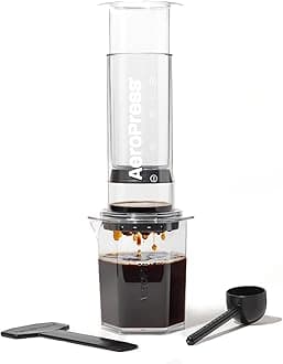 Clear XL Coffee Press – 3 in 1 brew method combines French Press, Pourover, Espresso. Full bodied, smooth coffee without grit or bitterness.