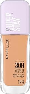 Maybelline New York 30H Lumi Matte Foundation, Long-Lasting Ultra Fresh Look with Matte Finish, Buildable & Light Reflecting Foundation, Colour: 129 Medium, Neutral Cool, Superstay
