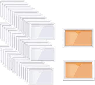 60pcs Self-Adhesive Label Holder,Waterproof Clear Adhesive Label Pockets,2.3x3.7" Transparent Card Holder for Cabinet,Storage Bin,Supermarket,Bookself,Mailbox,Business Card,Drawers