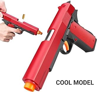 Look Real Toy Red Gun with Ejecting Soft Bullets,Pistol Toys Play EVA Foam Blaster Realistic Model Soft Bullet Gift Gun with Ejection Shell Bullets Fake Gun Model Blasting