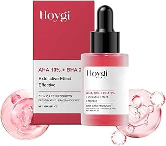AHA 10% + BHA 2% Exfoliating Face Serum – Gentle Peel for Smooth Skin, Preservative & Fragrance Free, with Glycerin, 30ml / 1 Fl Oz