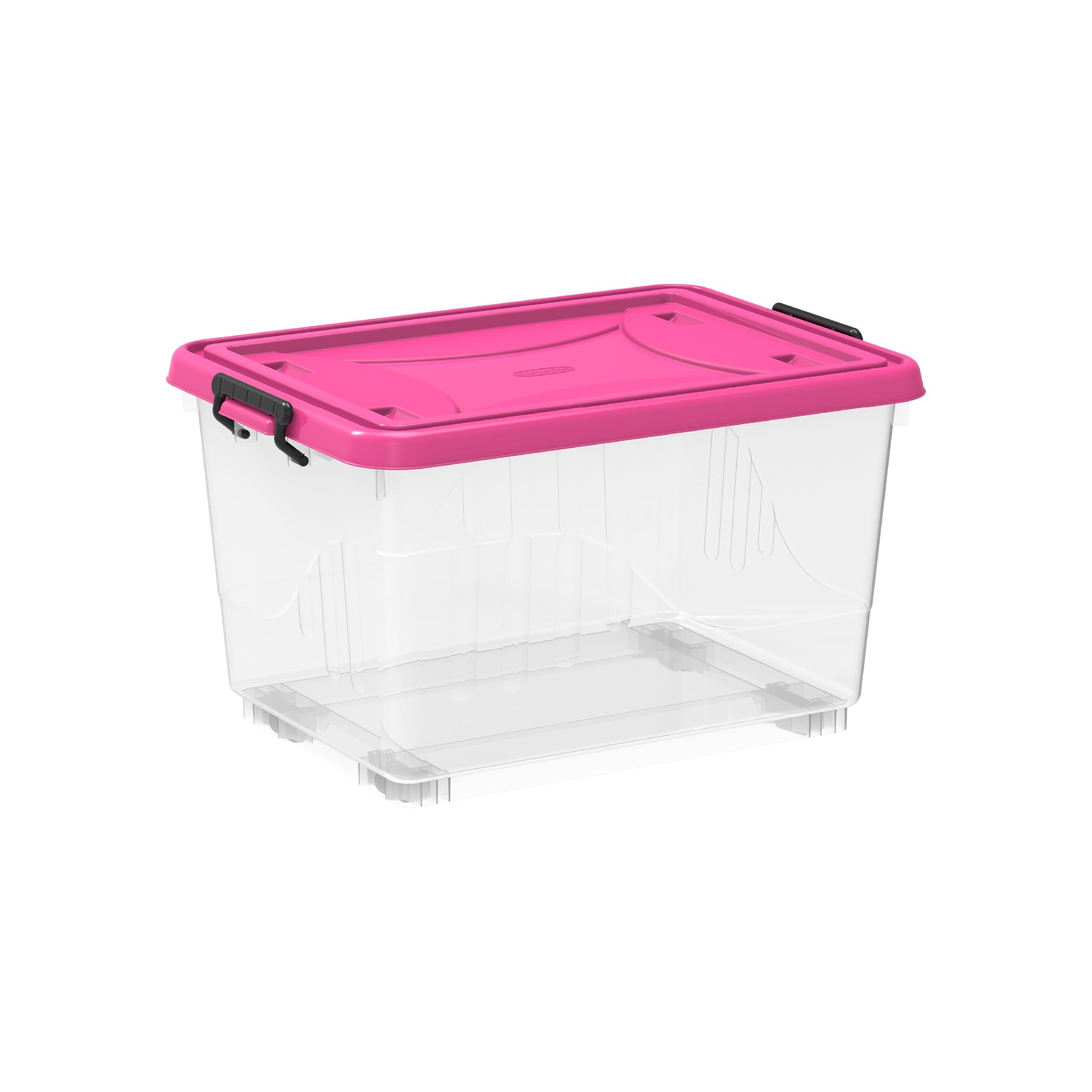 22L Clear Plastic Storage Box With Wheels & Lockable Lid