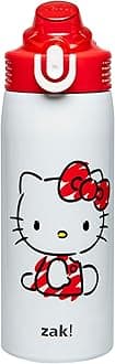 Sanrio Sage Kids Water Bottle For School or Travel, 19oz Stainless Steel Water Bottle With Straw, Handle, and Leak-Proof, Pop-Up Spout Cover (Hello Kitty)