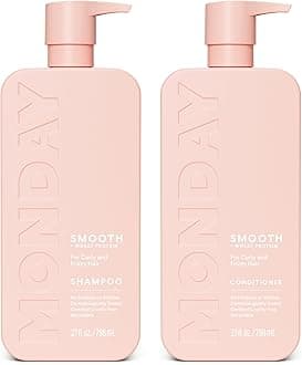 Smooth Shampoo + Conditioner Bathroom Set (2 Count) 27 oz Each For Frizzy, Coarse & Curly Hair Made with Coconut Oil, Shea Butter & Vitamin E 100% Recyclable Bottle Pink