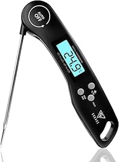 DOQAUS Meat Thermometer, 3s Instant Read Food Thermometer-Backlit LCD, Foldable Probe, Auto On/Off, ±1℃ Accuracy, Food Probe for BBQ Grill, Kitchen Cooking, Milk, Black