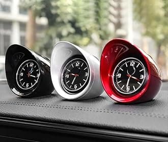 YOURKARTS.COM Carbon Fiber Dashboard Clock for Car – Premium Mini Analog Clock for Cars, SUVs & Trucks | Stick-On Dashboard Accessory for Interiors | Black (Black)