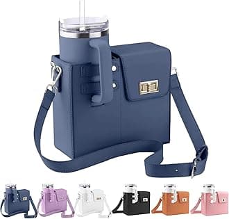 Water Bottle Crossbody Bag for Stanley Bottle, Water Bottle Carrier Bag, Stanley Cup Holder, Portable Outdoor Water Cup Holder with Adjustable Shoulder Strap-Blue