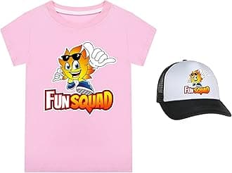 Boys Girls Fun Squad Merch T Shirt and Snapback Cap Cotton Tshirt Kids Hat Short Sleeve Unisex Birthday Clothes Gift for Child