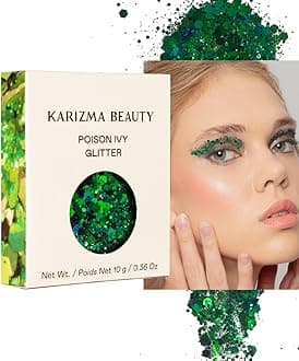 Poison Ivy Body Glitter. 10g Chunky Hair Eye and Body Shimmers for Women. Rave, Festival Accessories, Cosmetic Makeup. Loose Set