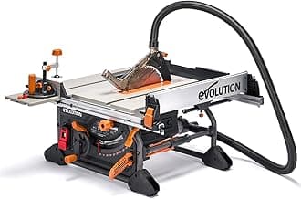 Evolution Power Tools R255TBL+ Table Saw (Next Gen Rage 5-S) Portable Multi-Material Cutting Blade Included Cuts Wood Metal Plastic, 45˚ Bevel, +/- 60˚ Mitre Angle, 85mm Cut Depth, 1800w Motor, 240v
