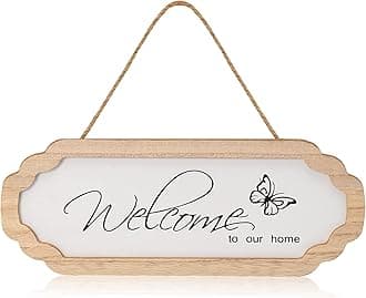 Welcome Sign for Front Door Wood Sign Decor Welcome to Our Home Wooden Door Hanger for Home Restaurant
