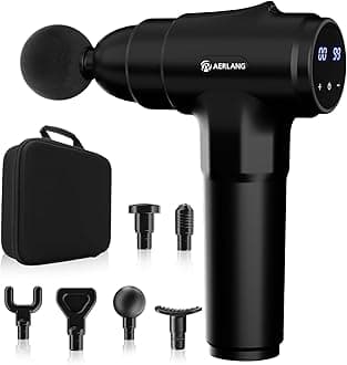 AERLANG Massage Gun, Deep Tissue Muscle Back Massage for Athletes Pain Relief, Percussion Massager with 6 Massages Heads & 20 Speed Fathers Birthday Day Gifts from Daughter Portable Back Massager Gun