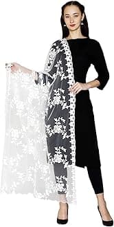 Women's Nylon Net Embroidered Dupatta