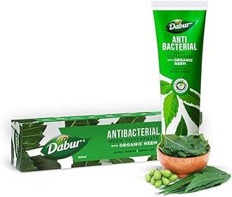 Dabur Neem Organic Toothpaste - 100ml | Antibacterial Natural Oral Care with Neem Extracts | for Fresh Breath & Healthy Teeth | Fluoride-Free Formula Fight Germs and Protect Gums