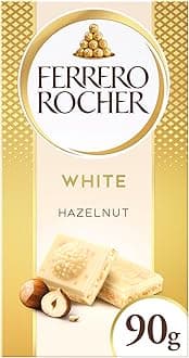 Ferrero Rocher White Hazelnut Chocolate Bar, Premium Chocolate Treat for Gifting & Movie Nights, 90g