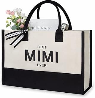 Personalized Initial Canvas Beach Bag, Monogrammed Gift Tote Bag for Women