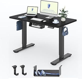 FLEXISPOT Essential Electric Standing Desk Height Adjustable Standing Desk Sit Stand Desk Adjustable Desk Stand Up Desk for Home Office (120 * 60cm, Black Frame+ Black Desktop.)