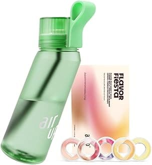 air up® water bottle (22 oz) for school, sports, gym | includes 5 scent pods & straw | flavored bottle in green – also for kids, boys, girls | no calories, sugar-free and suitable for carbonation