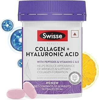Swisse Collagen+ Hyaluronic Acid with Peptides, Vitamin C & E to Boost Skin Repair & Regeneration For Youthful & Radiant Skin - 30 Tablets (One Tablet Per Serving For Both Men & Women) Australia’s No.1 Beauty Nutrition Brand