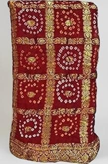 PK HUB Women's Jaipuri Rajasthani Art Silk Bandhani Banarasi Gharchola Saree – Traditional Bandhej Saree with Zari Border