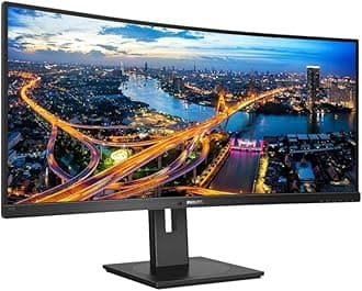 Philips 342B1C - 34 Inch WFHD Ultrawide Curved Monitor,75Hz, 4ms, VA, Speakers, Height Adjust, FlickerFree, USB Hub (2560 x 1080, 300 cd/m², HDMI/DP/USB3.2/USB-B)